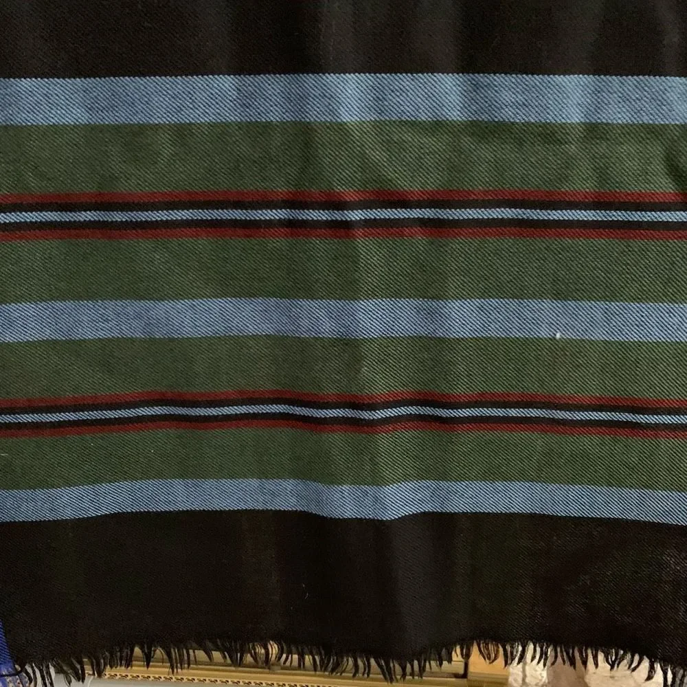 Navy plaid wrap.